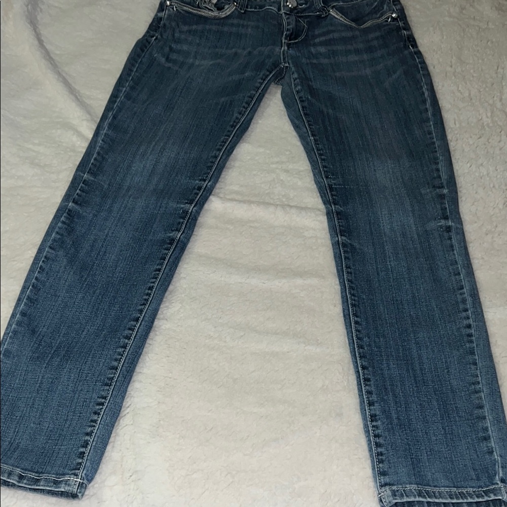 L.A. Idol Blue Skinny Jeans with Embroidered Design - Picture 14 of 15